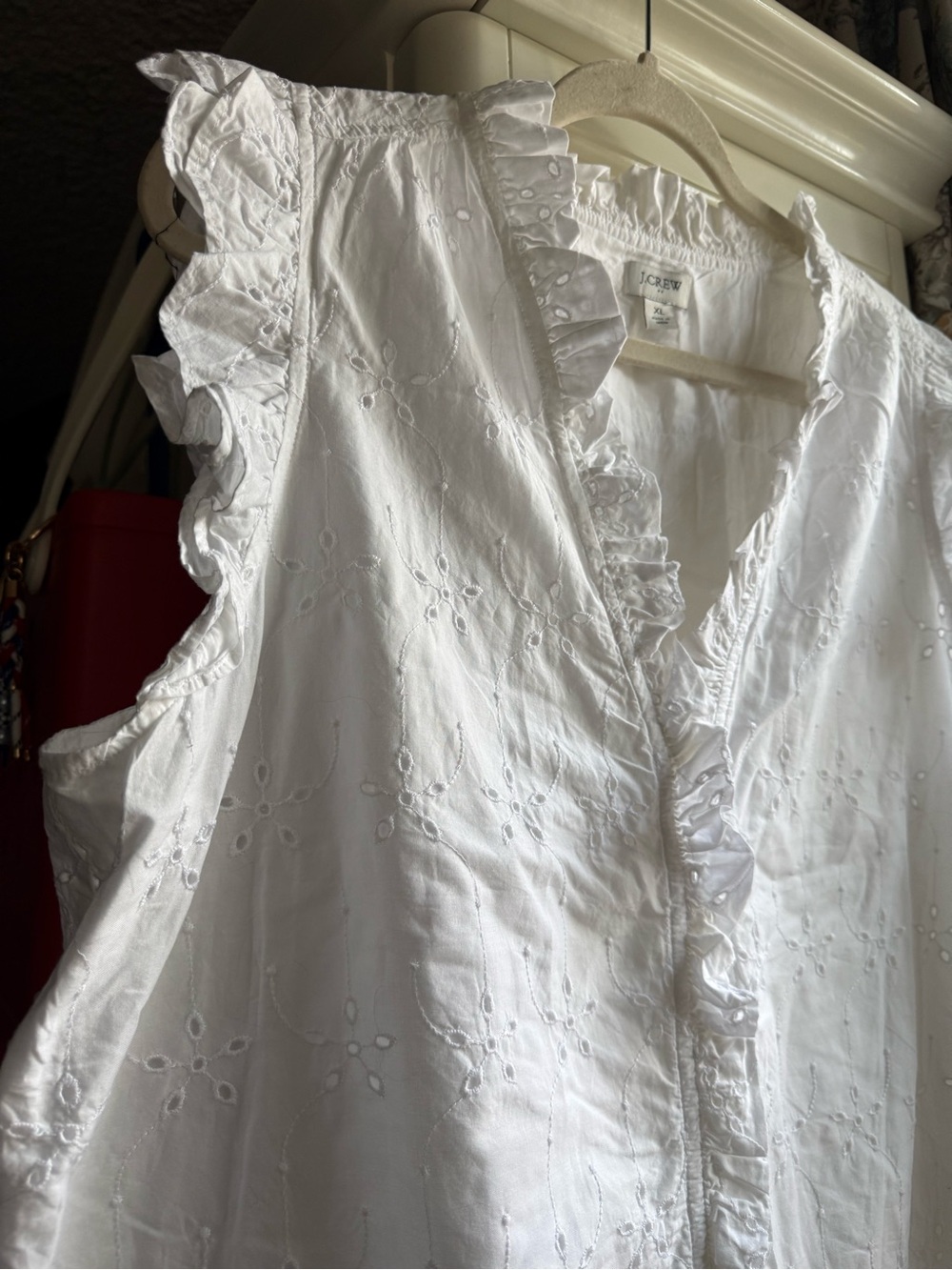 J.Crew Romantic Broderie Anglaise Ruffle Top | XL | 100% Cotton | Cottagecore - Picture 7 of 13